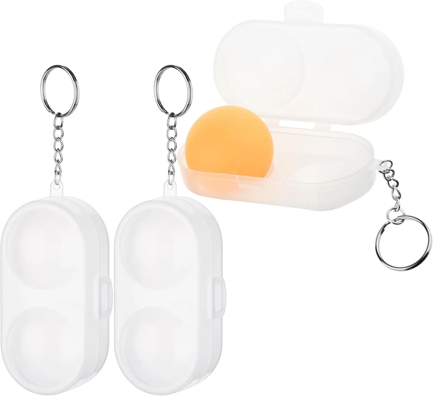 3 Pcs Table Tennis Ball Protective Case Ball Holder Ping Pong Ball Carry Box Portable Table Tennis Ball Storage Box with Keychain for Ping Pong Container Ball Accessories