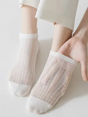 4 Pairs Women Summer Thin Cotton Short Socks