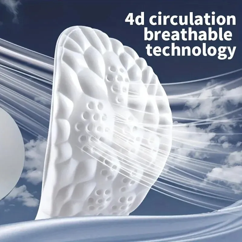 4D Orthopedic Sport Insoles Super Soft Breathable High-elasticity Shock Absorption Running Shoe Pad Anti-pain Deodorant Cushion