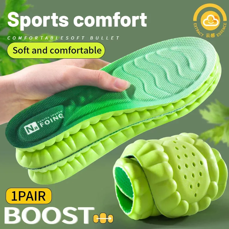 4D Orthopedic Sport Insoles Super Soft Breathable High-elasticity Shock Absorption Running Shoe Pad Anti-pain Deodorant Cushion