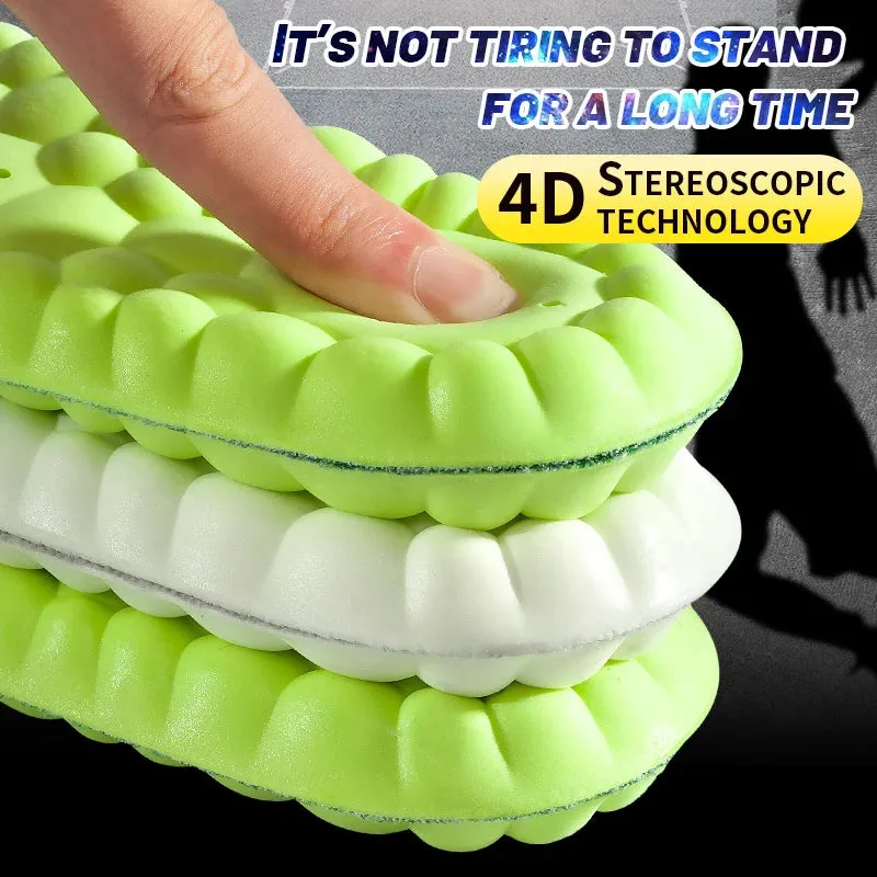 4D Orthopedic Sport Insoles Super Soft Breathable High-elasticity Shock Absorption Running Shoe Pad Anti-pain Deodorant Cushion