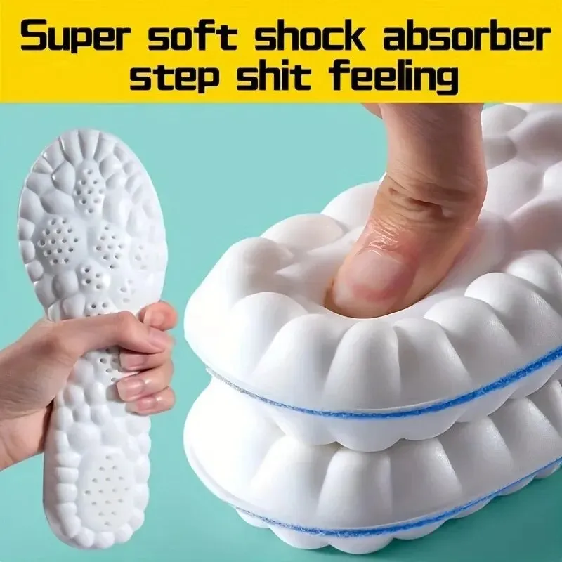 4D Orthopedic Sport Insoles Super Soft Breathable High-elasticity Shock Absorption Running Shoe Pad Anti-pain Deodorant Cushion