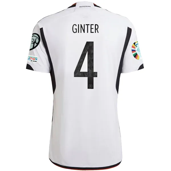 adidas Germany Mario Ginter Home Jersey w/ Euro Qualifying Patches 22/23 (White/Black)