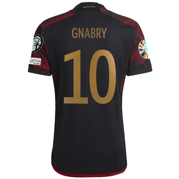 adidas Germany Serge Gnabry Away Jersey w/ Euro Qualifier Patches 22/23 (Black/Burgundy)