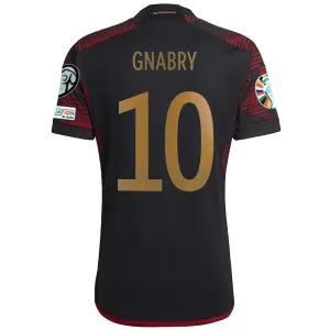 adidas Germany Serge Gnabry Away Jersey w/ Euro Qualifier Patches 22/23 (Black/Burgundy)