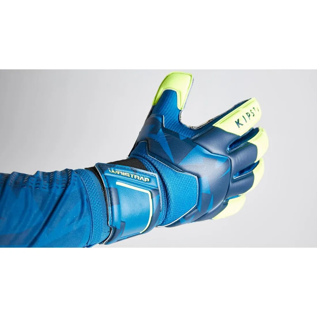 Adult Football Goalkeeper Gloves F500 - Blue/Yellow