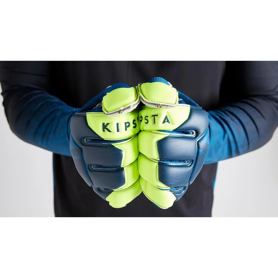 Adult Football Goalkeeper Gloves F500 - Blue/Yellow