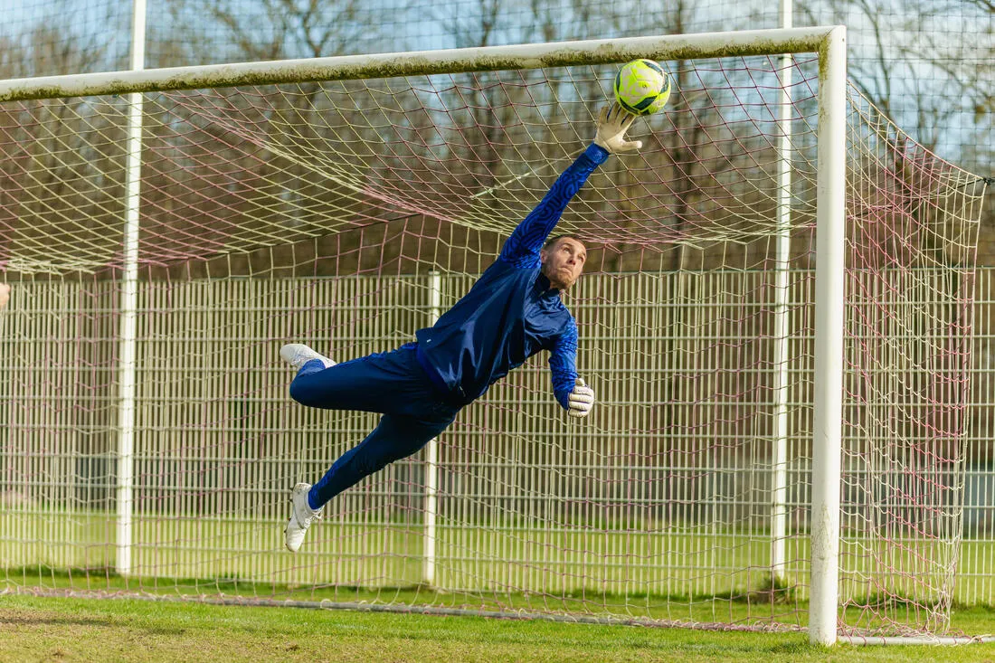 Adult Football Goalkeeper Gloves F500 Viralto - White/Blue