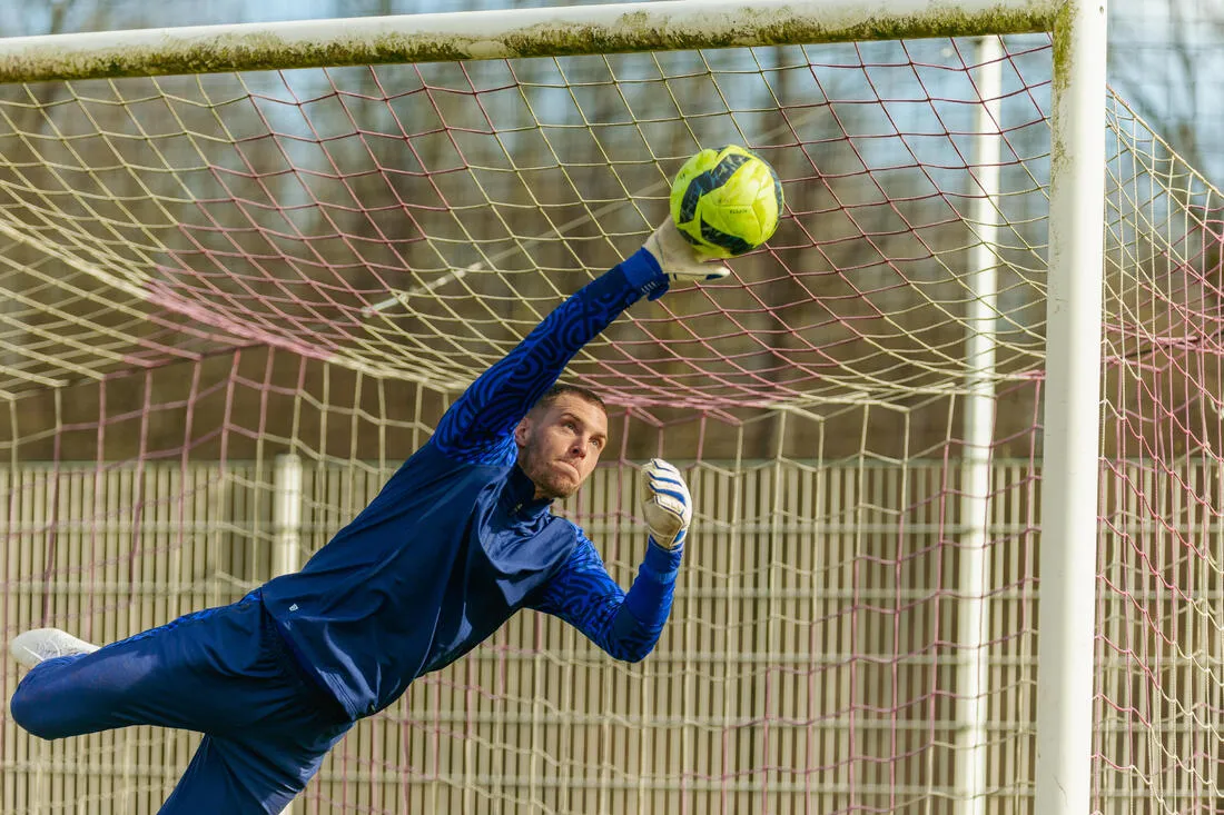 Adult Football Goalkeeper Gloves F500 Viralto - White/Blue