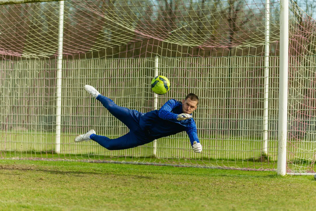 Adult Football Goalkeeper Gloves F500 Viralto - White/Blue
