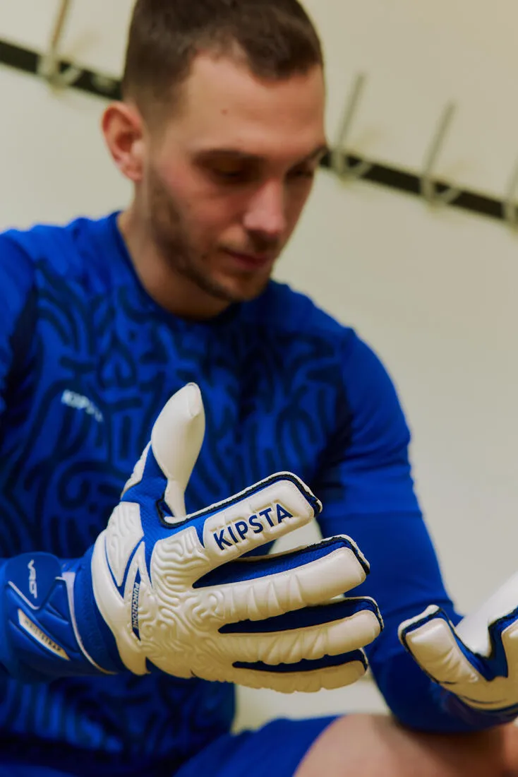 Adult Football Goalkeeper Gloves F500 Viralto - White/Blue