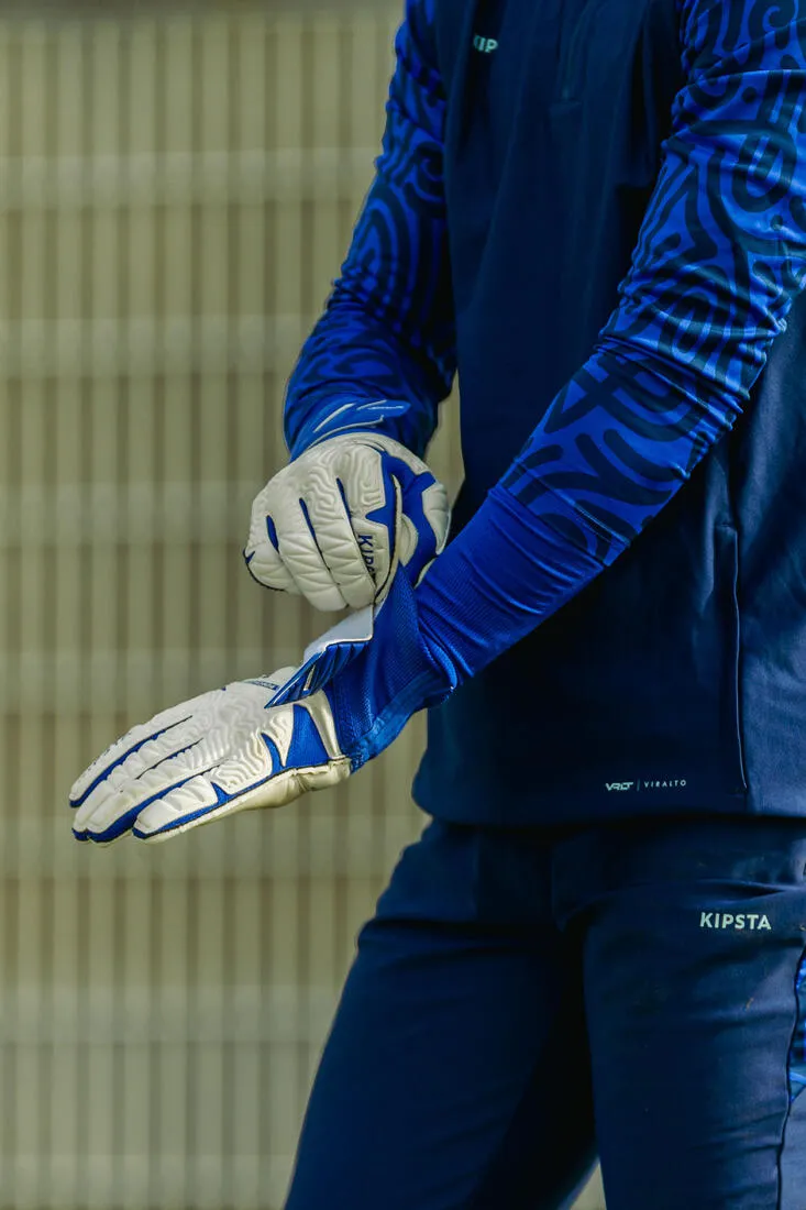 Adult Football Goalkeeper Gloves F500 Viralto - White/Blue