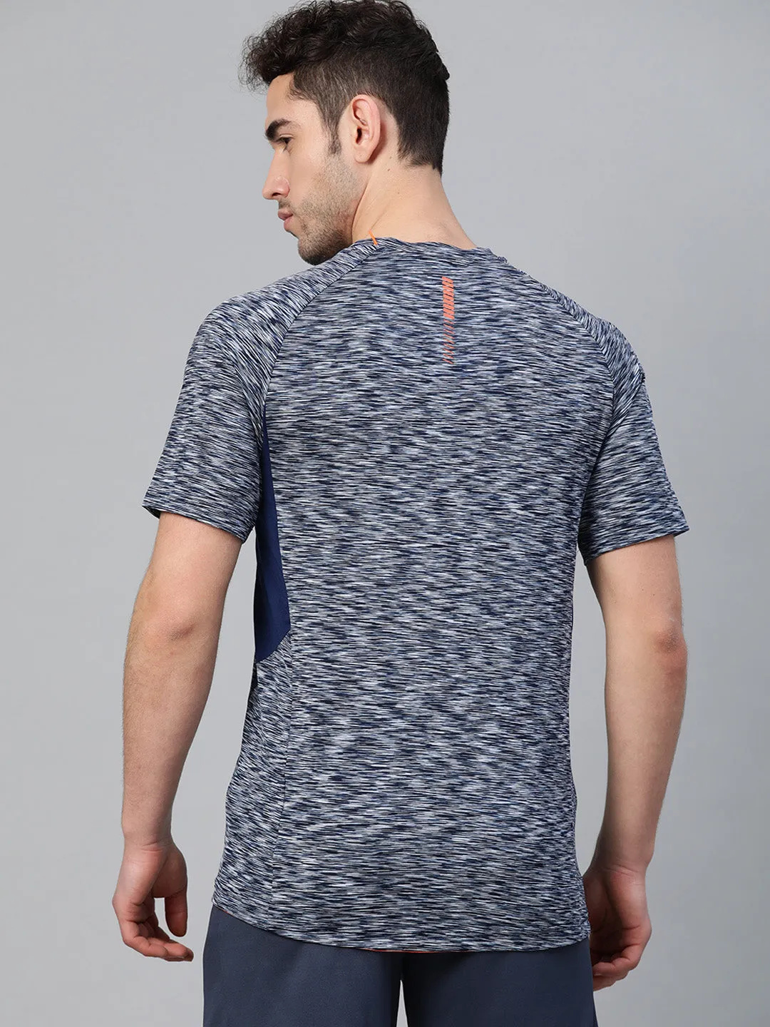 Alcis Men Navy Blue Self Design Round Neck Training T-shirt