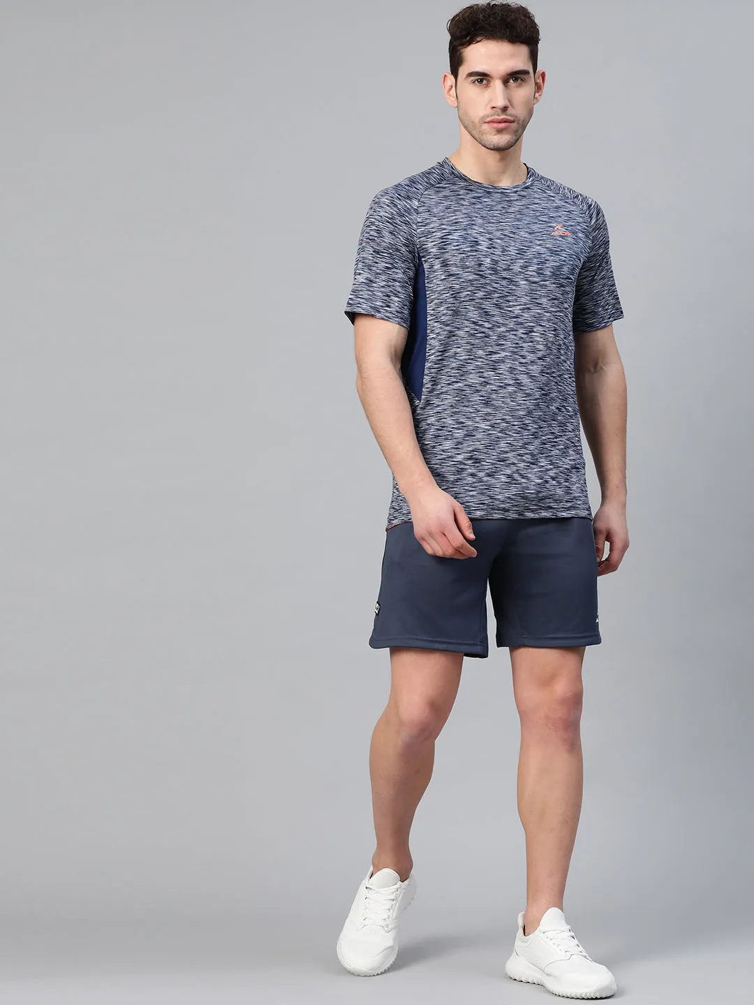 Alcis Men Navy Blue Self Design Round Neck Training T-shirt
