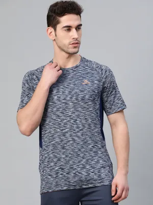 Alcis Men Navy Blue Self Design Round Neck Training T-shirt