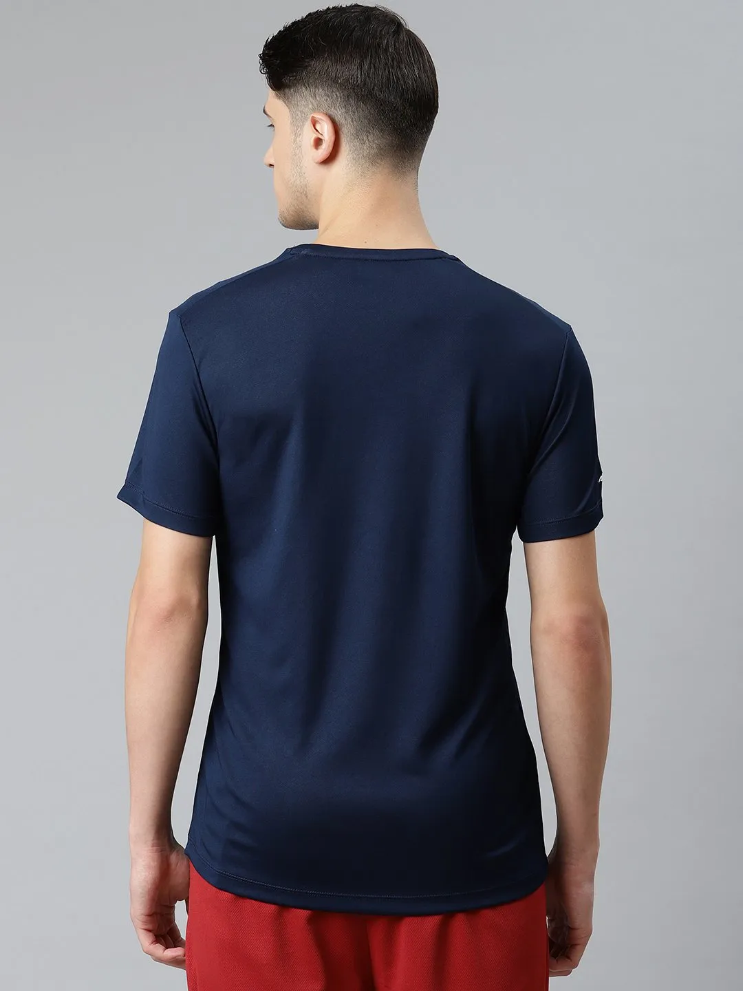 Alcis Men Navy Blue Typography Printed Slim Fit T-shirt
