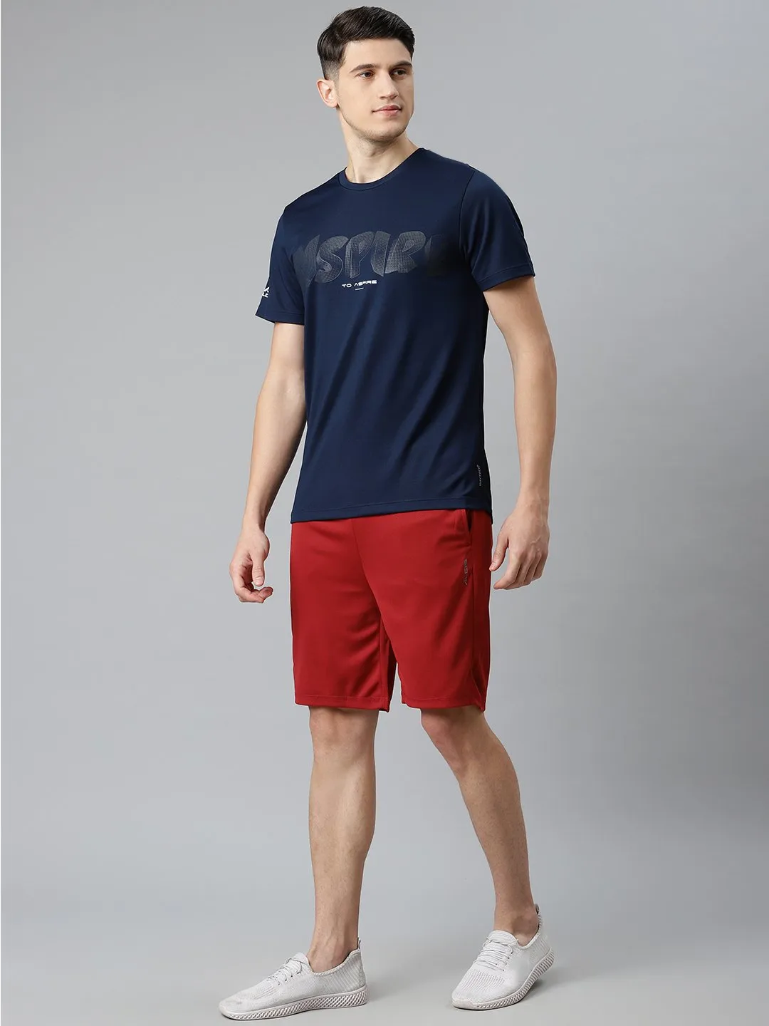 Alcis Men Navy Blue Typography Printed Slim Fit T-shirt