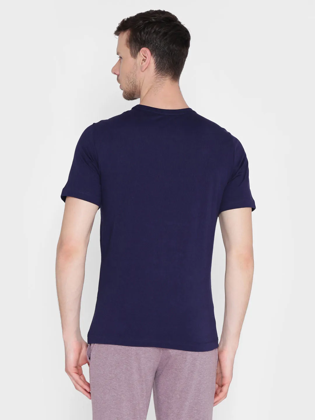 Alcis Men Printed Navy Blue Tshirts
