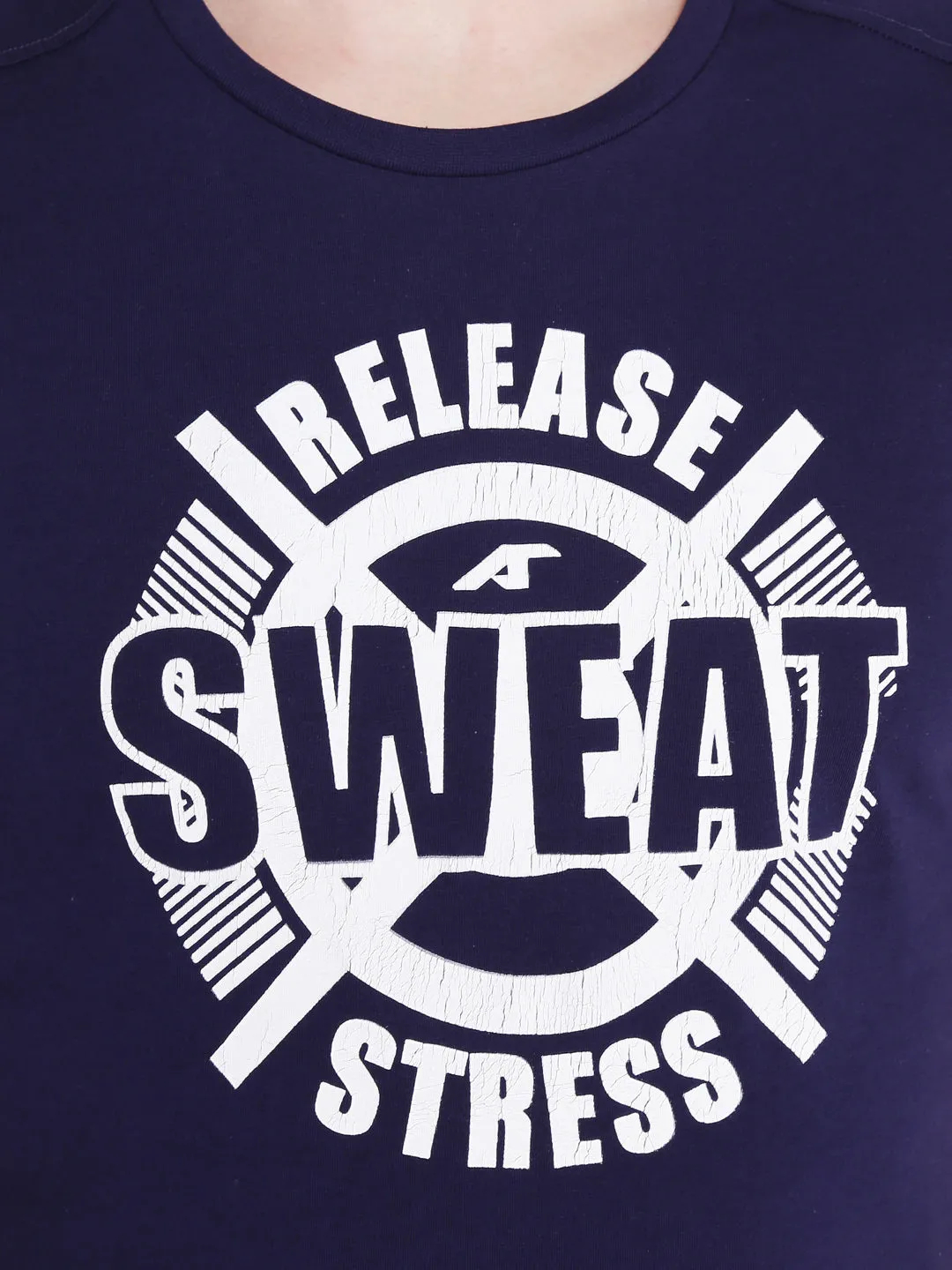 Alcis Men Printed Navy Blue Tshirts