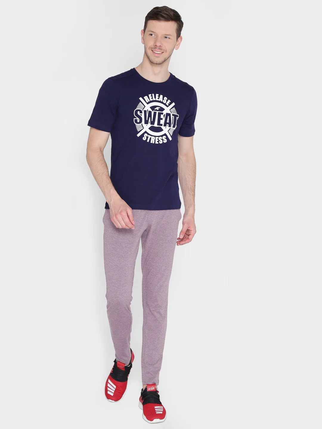 Alcis Men Printed Navy Blue Tshirts