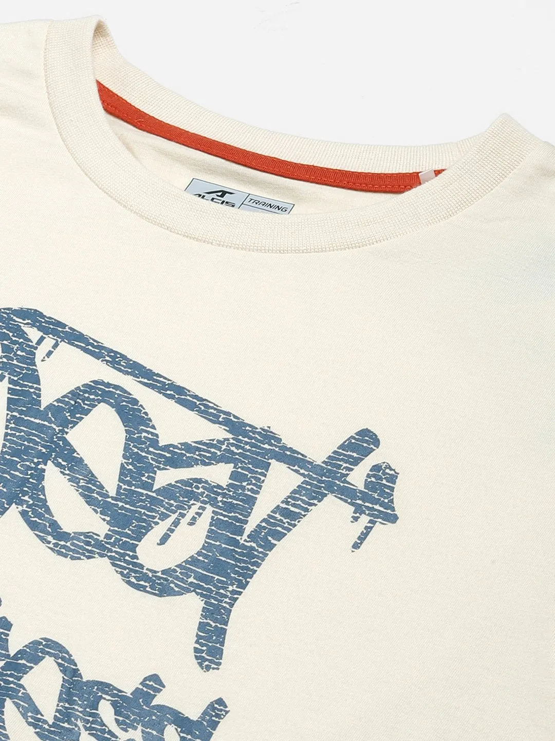 Alcis Men Solid Beige Tshirts