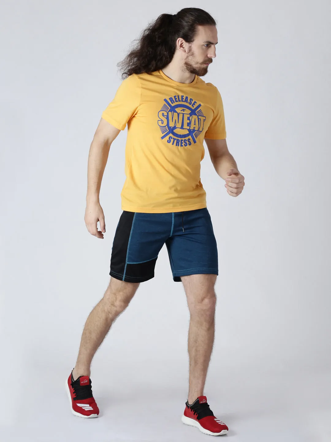 Alcis Men Yellow Printed Round Neck T-shirt