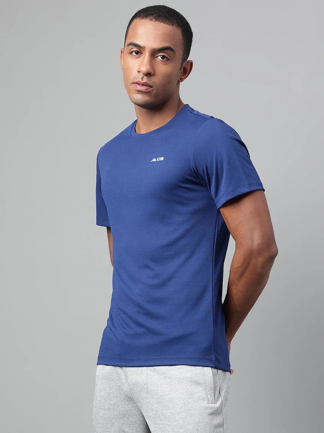 Alcis Men's Navy Anti-Static Drytech  Slim-Fit Training Tee