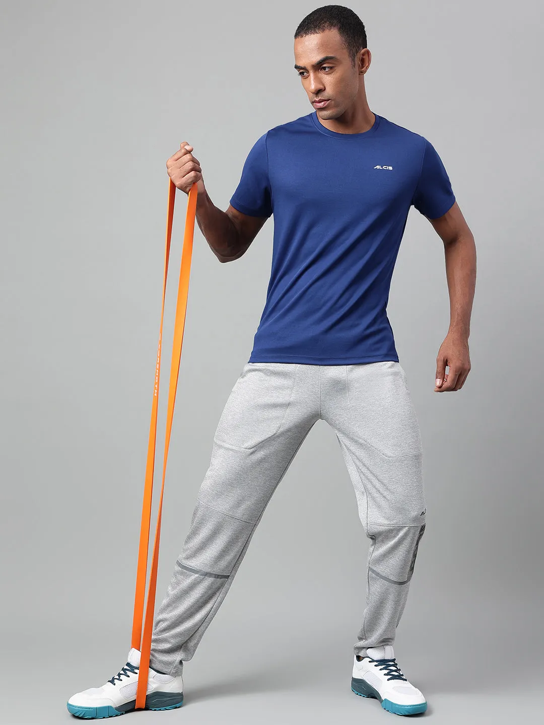 Alcis Men's Navy Anti-Static Drytech  Slim-Fit Training Tee
