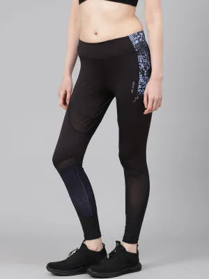 Alcis Women Black Printed Detail Training Tights