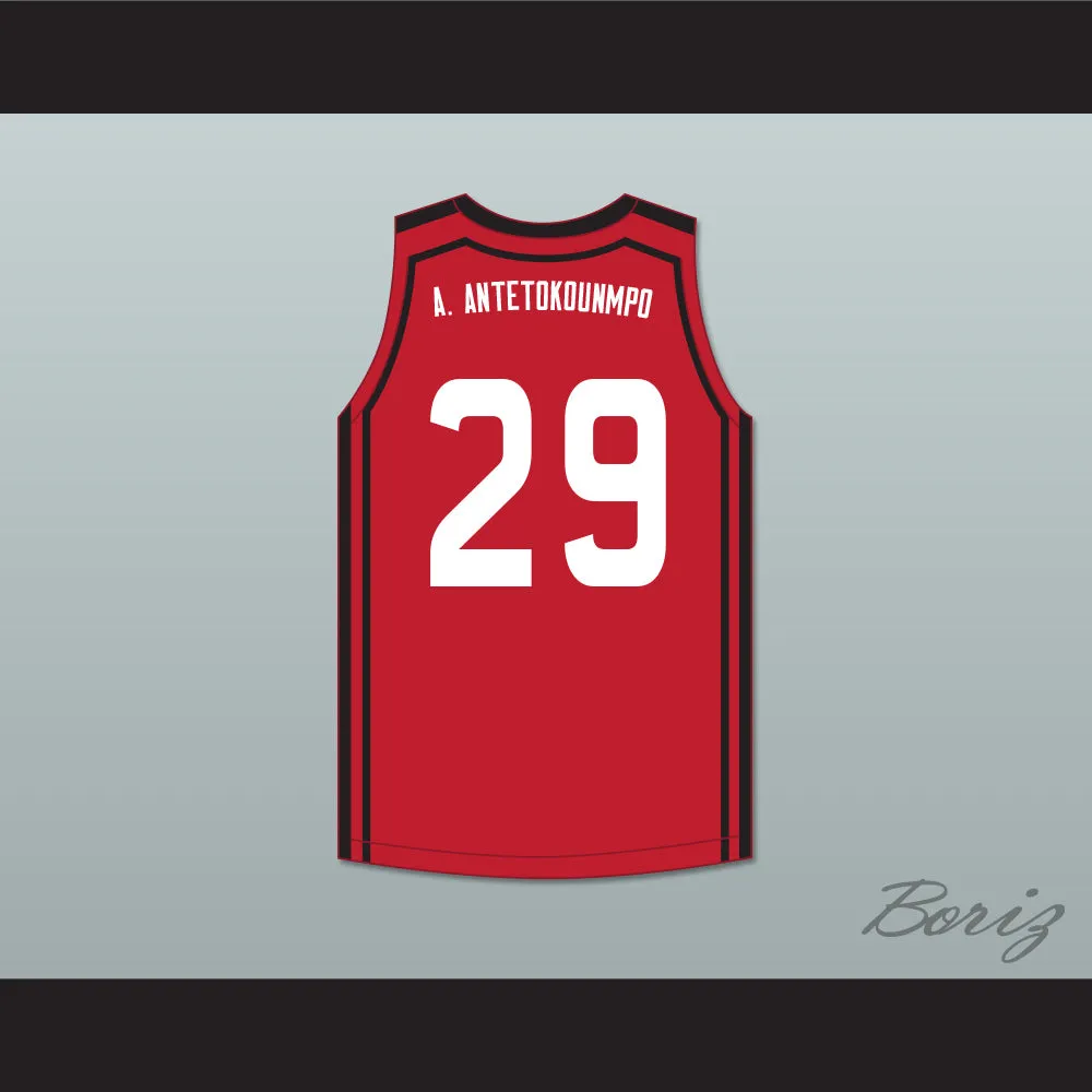 Alex Antetokounmpo 29 Filathlitikos A.O Zografou B.C. Red Basketball Jersey