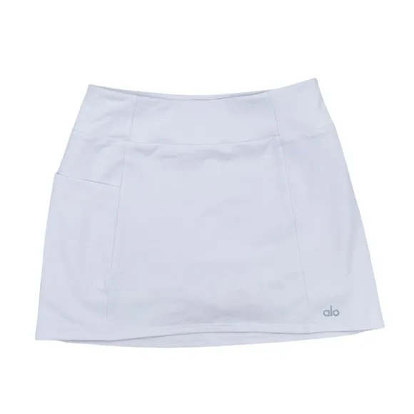 Alo Yoga Airbrush High-Waist Good Form Tennis Skirt White Size Small Athleisure