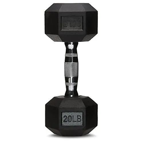 AmazonBasics Rubber Encased Hex Dumbbell Weight - 12.4 x 5.4 x 4.6 Inches, 11.33 kg