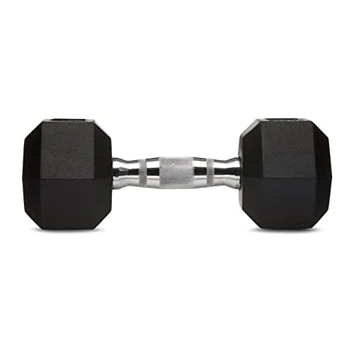 AmazonBasics Rubber Encased Hex Dumbbell Weight - 12.4 x 5.4 x 4.6 Inches, 11.33 kg