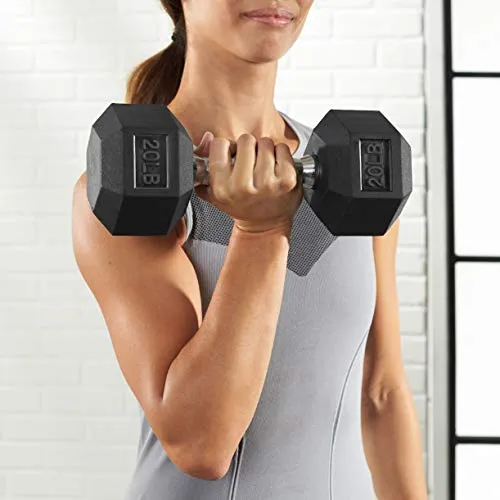AmazonBasics Rubber Encased Hex Dumbbell Weight - 12.4 x 5.4 x 4.6 Inches, 11.33 kg