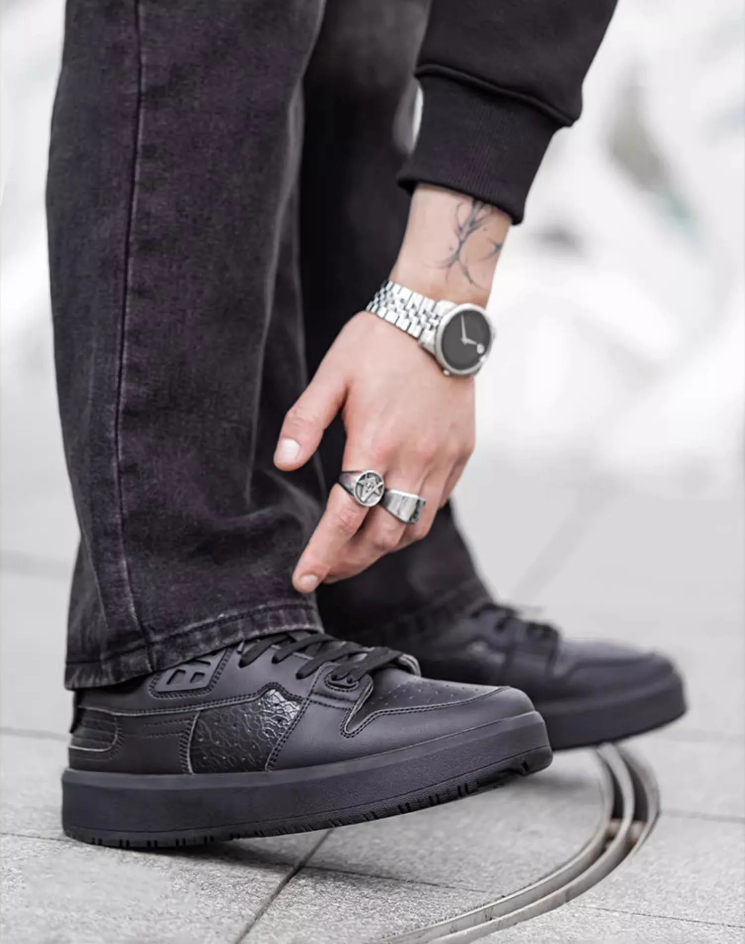 American Crushed Ice Small Thick-Soled Cracked Men's Casual Shoes