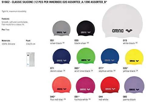 arena Classic Silicone Swim Cap, Red/White