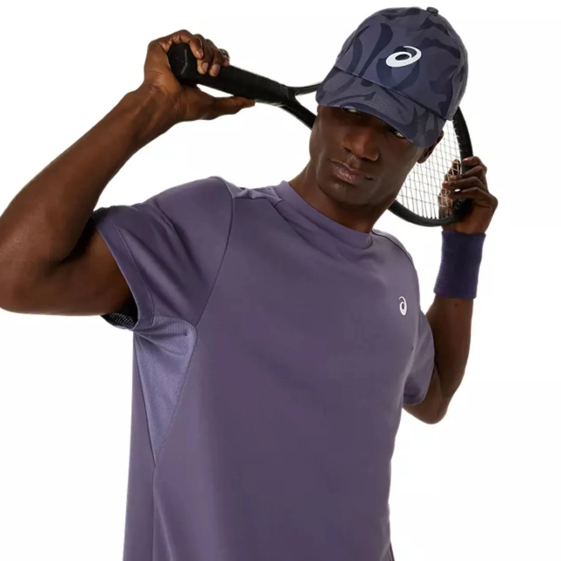 Asics Court Short Sleeve Mens Tennis Top - Greyish Purple