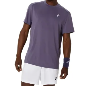 Asics Court Short Sleeve Mens Tennis Top - Greyish Purple