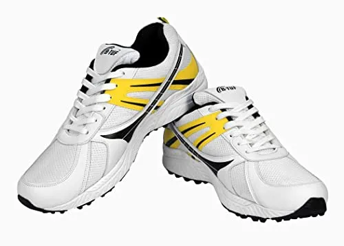 B-TUF Men's White Cricket Shoe - 10 UK
