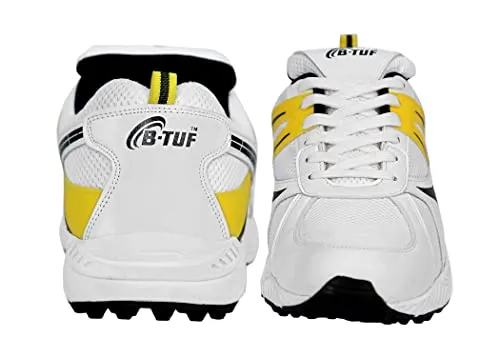 B-TUF Men's White Cricket Shoe - 10 UK