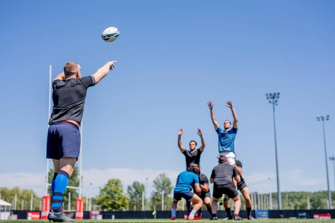 BALLON DE RUGBY Taille 5 - R500 match Bleu