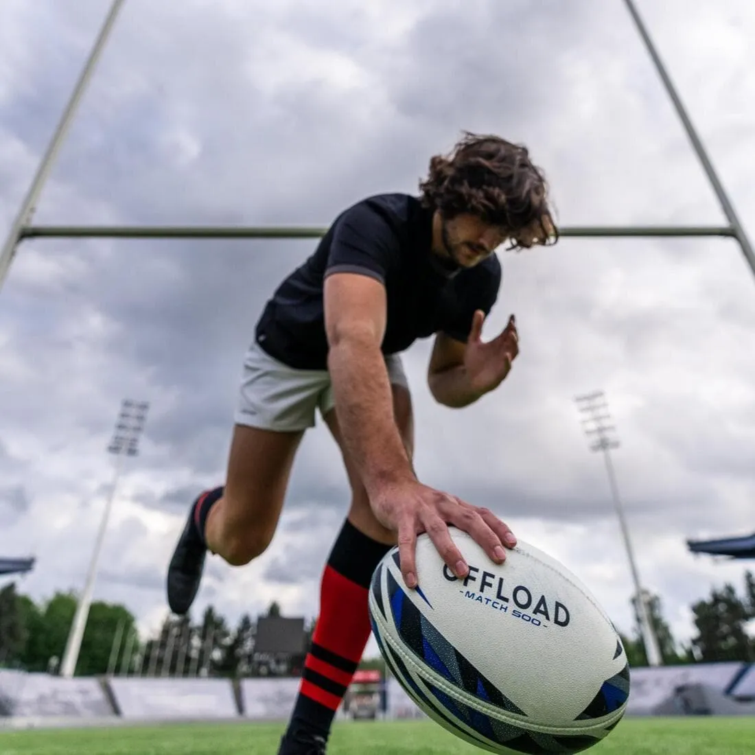 BALLON DE RUGBY Taille 5 - R500 match Bleu
