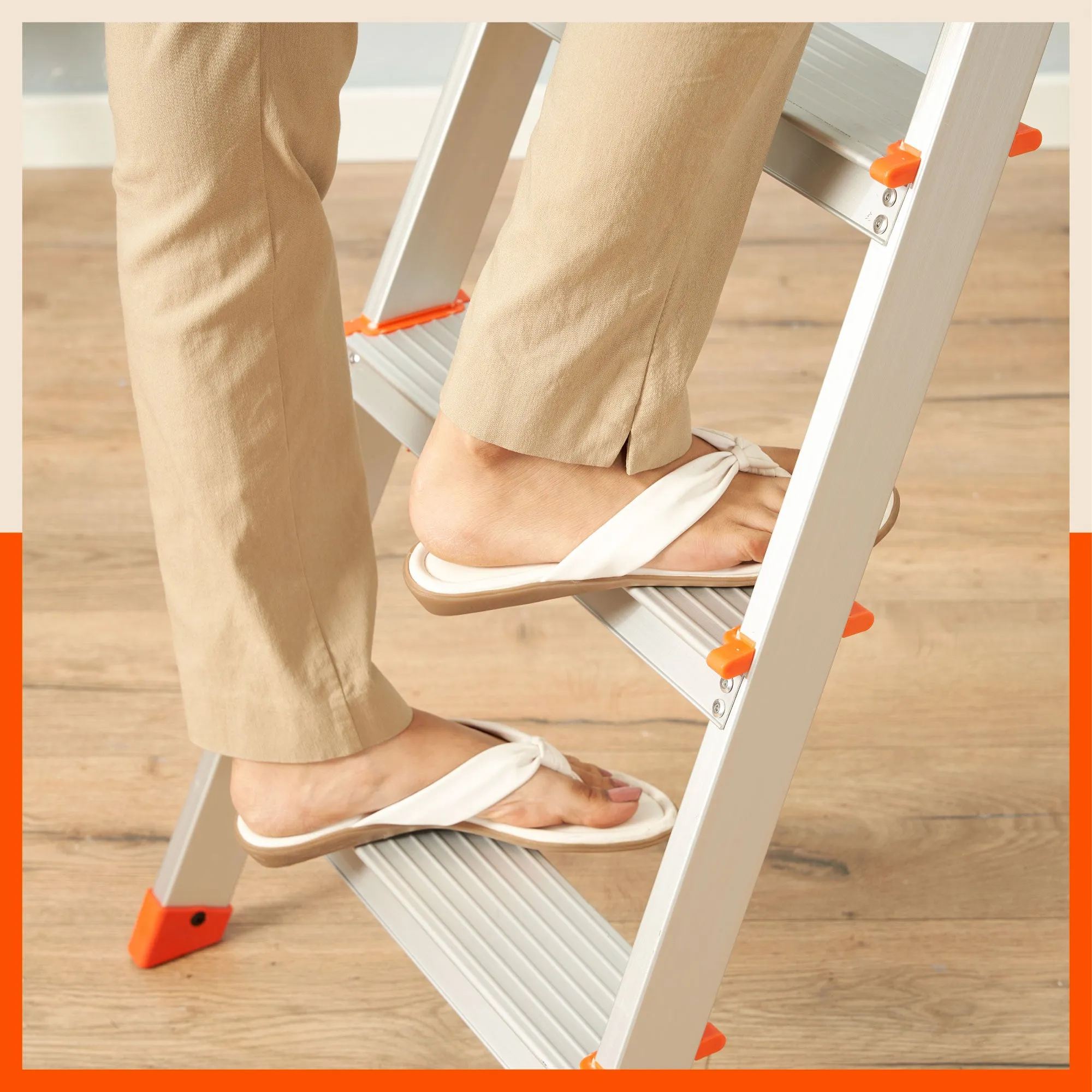 Bathla Advance 6-Step Foldable Aluminium Ladder For Home (Orange)