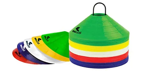Belco Sports PVC Cones, Pack 6, 10 Space Markers and Ladder Agility, 4 Meter Combos (Multicolour, 6 Inch)