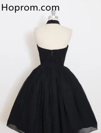 Black Halter Homecoming Dress, Backless Prom Dress