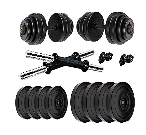 BODYFIT Home Gym Combo Dumbbell Set, Dumbbell Plates, Home Gym Set, Adjustable Dumbbells, Weight Plates, Home Gym Equipments, Exercise Set. (10KG Kit)