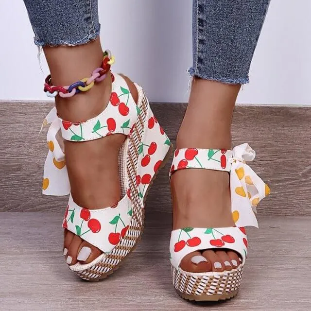 Bowknot Design Platform Wedge Female Casual shoes