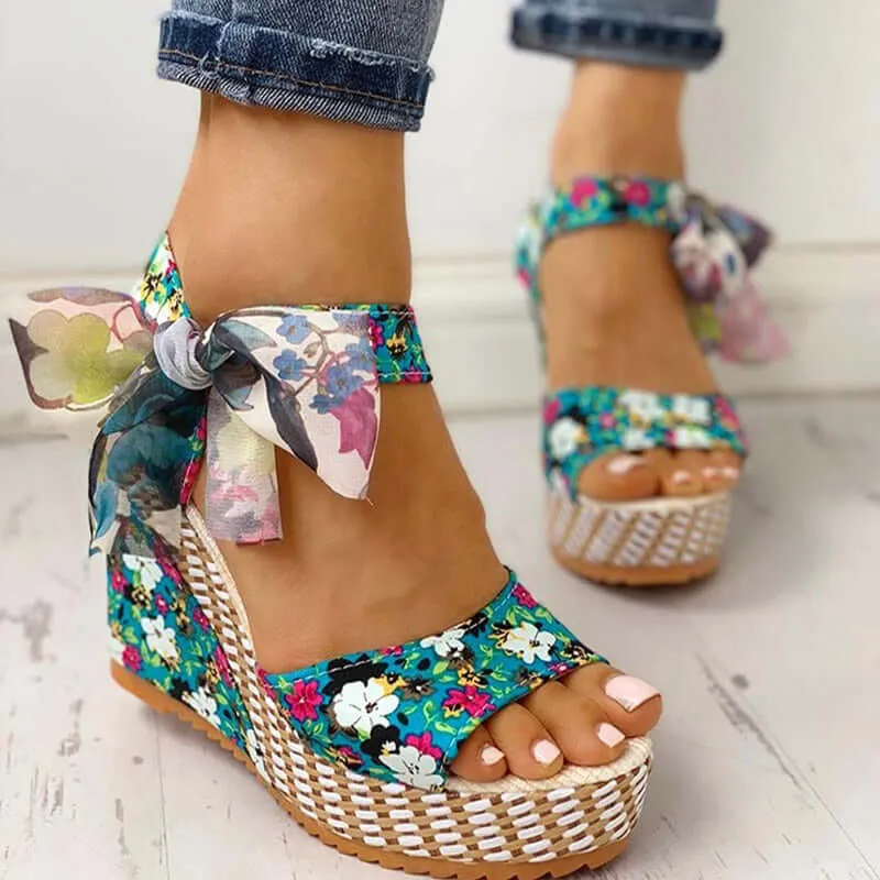 Bowknot Design Platform Wedge Female Casual shoes