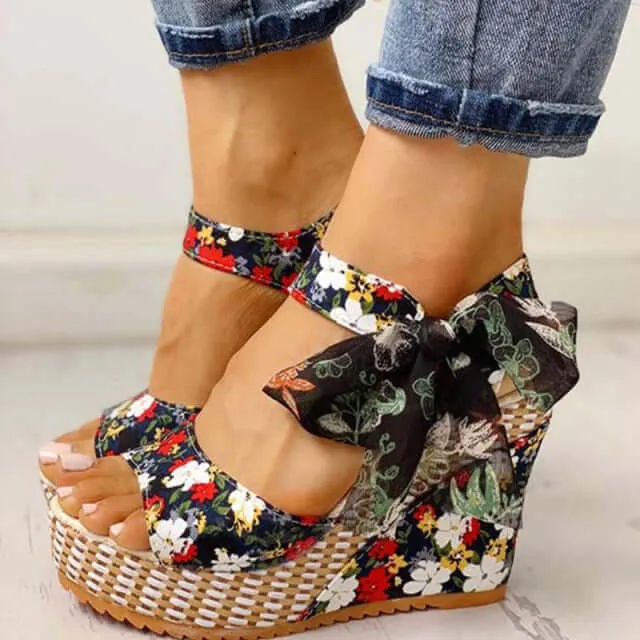 Bowknot Design Platform Wedge Female Casual shoes