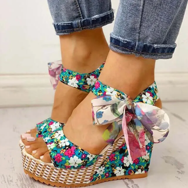 Bowknot Design Platform Wedge Female Casual shoes
